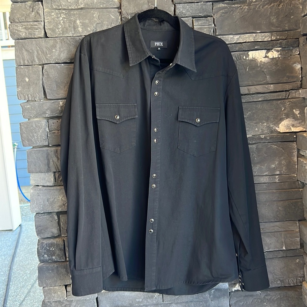 MENS WESTERN BUTTON DOWN SHIRT BLACK SIZE XL LIKE NEW